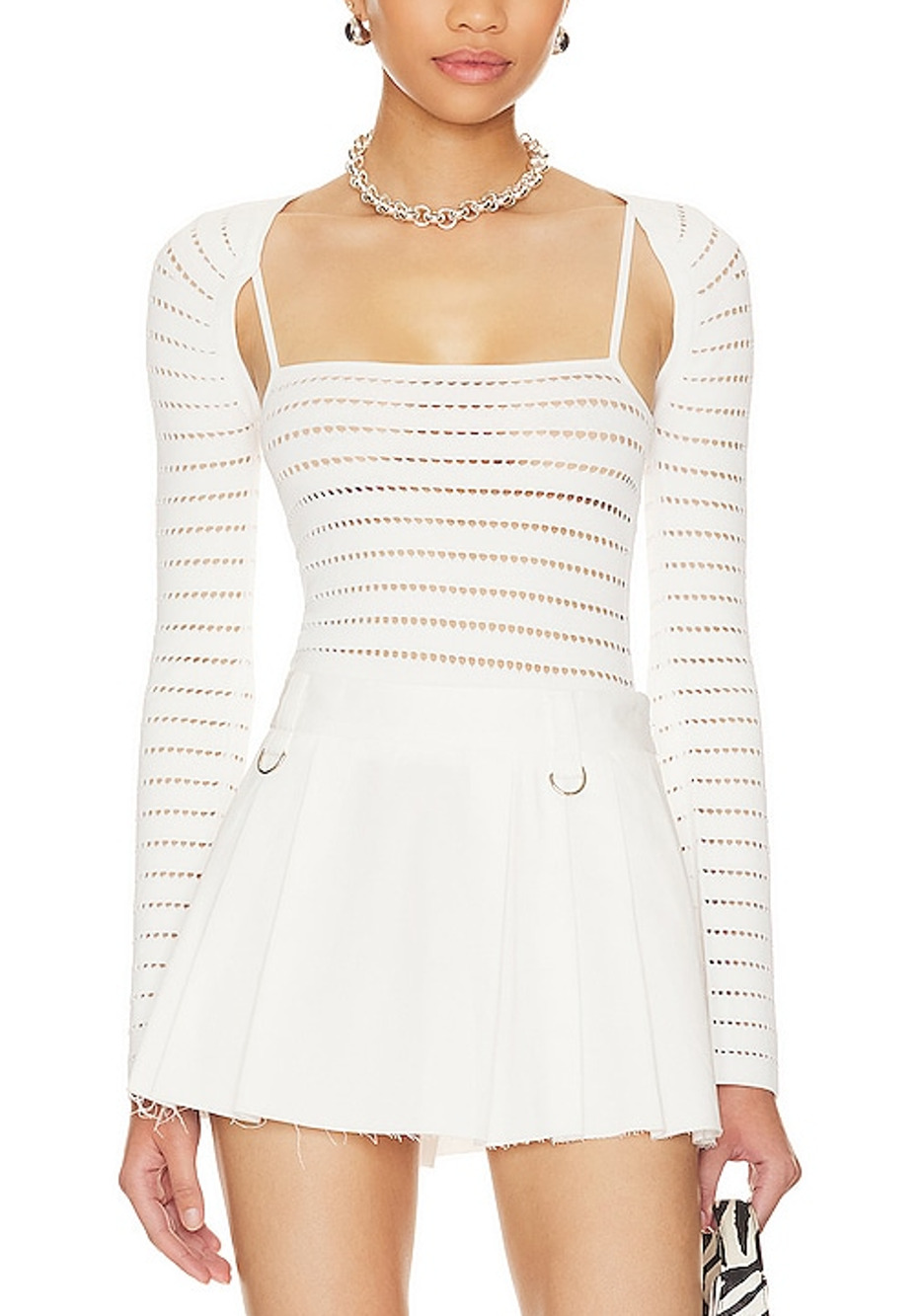 Nbd Knit White Heath Tank And Bolero Set Size M